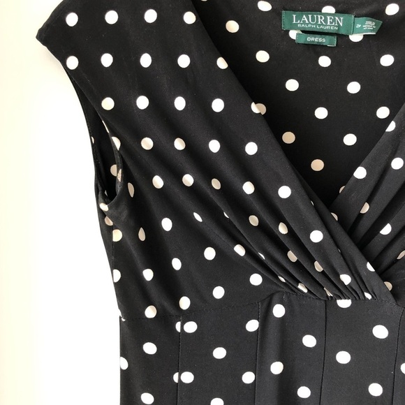 Lauren Ralph Lauren Black & White Polkadot Dress Size 2P - Picture 4 of 14